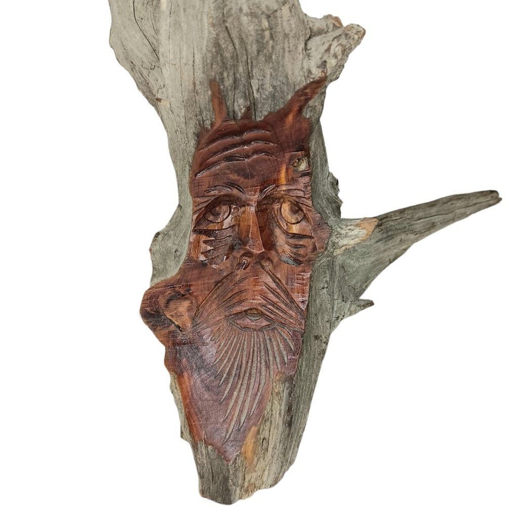 Mike Cobb Carved Wood Tree Spirit Folk Art Signed 11"